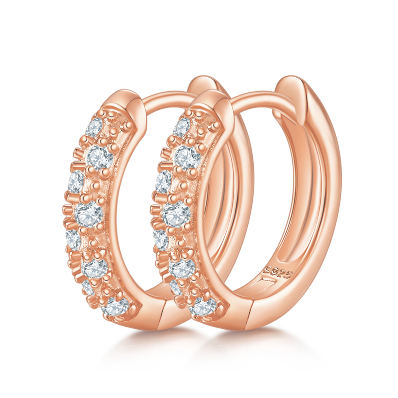 双排对半耳环S925银Moissanite厘石D级0.27ct
